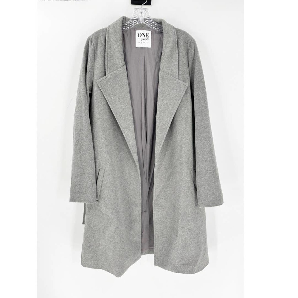 One by One Teaspoon Wool Blend Gray Open Front Trench Coat Size XS